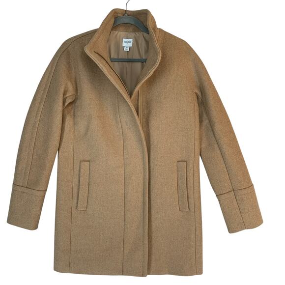 J.Crew City Coat Women’s Size 0 Camel Wool Blend Longline Jacket - Picture 1 of 10